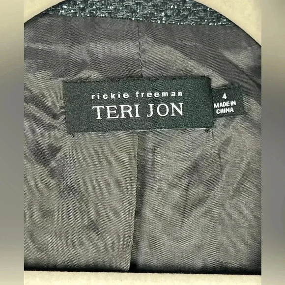 Rickie Freeman For Teri Jon Black Metallic Wool Blend Beaded Jacket Women’s Sz 4 - Picture 5 of 10